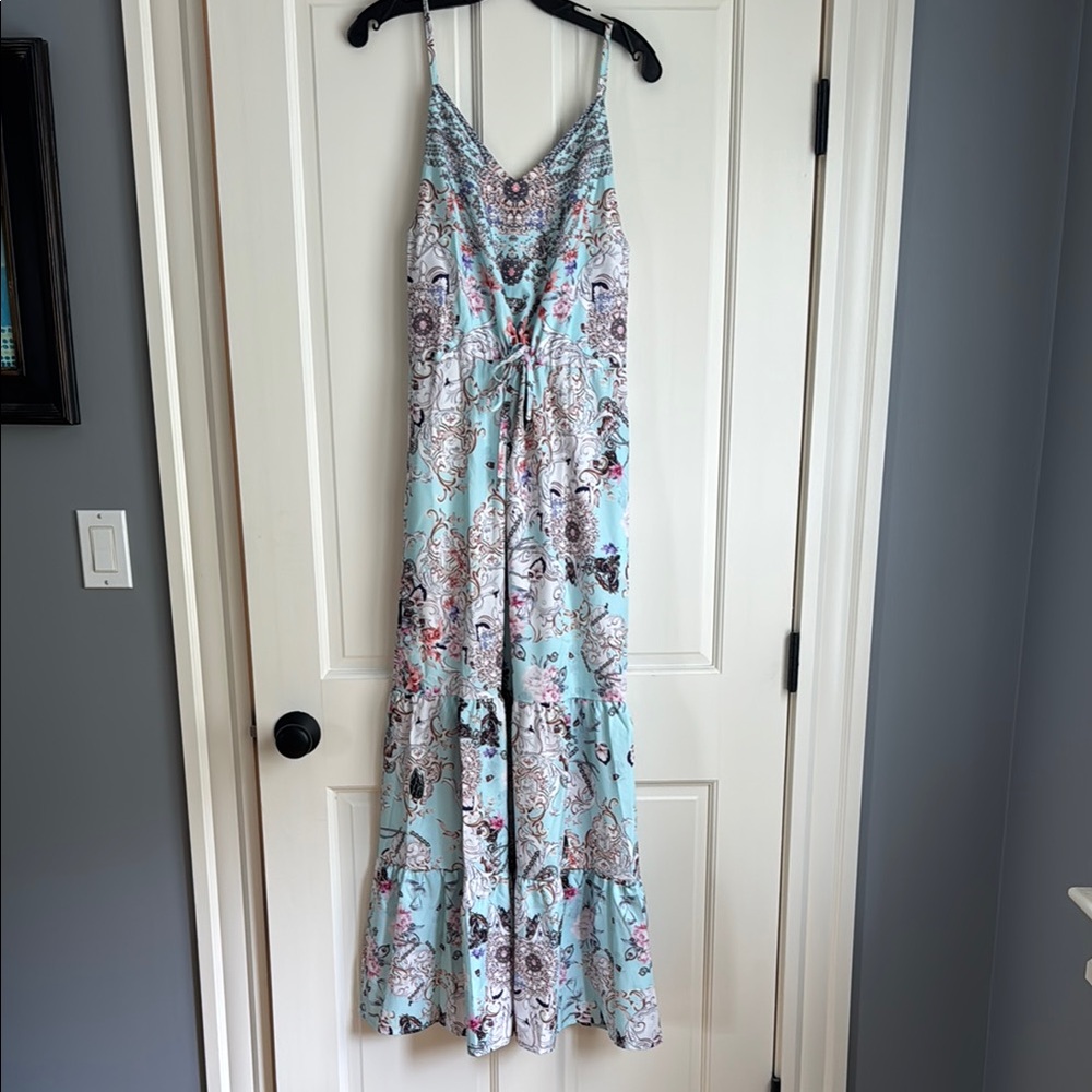 Floral Maxi Dress in Blue and White